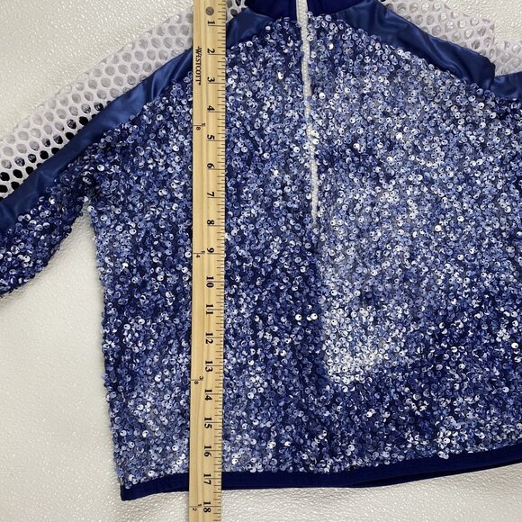 Awish Come True Girls Big Energy Blue Sequin Hip Hop Jacket Pants Costume Set - Picture 7 of 13